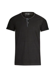 Trigema T-Shirt Knopfleiste schwarz