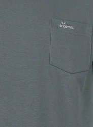 Trigema T-Shirt aus Biobaumwolle mit Brusttasche Dunkelgrün/Grün/Grau/Dunkelgrau