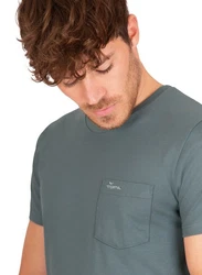 Trigema T-Shirt aus Biobaumwolle mit Brusttasche Dunkelgrün/Grün/Grau/Dunkelgrau