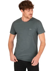 Trigema T-Shirt aus Biobaumwolle mit Brusttasche Dunkelgrün/Grün/Grau/Dunkelgrau
