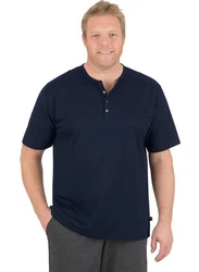 Trigema T-Shirt mit Knopfleiste DELUXE Dunkelblau/Pastell