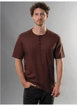 Trigema T-Shirt mit Knopfleiste DELUXE Braun/Rot/Dunkelrot/Dunkelbraun