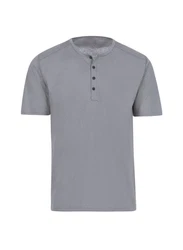 Trigema T-Shirt mit Knopfleiste DELUXE Grau/Hellgrau