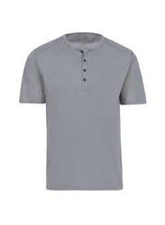 Trigema T-Shirt mit Knopfleiste DELUXE Grau/Hellgrau