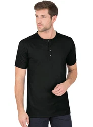 Trigema T-Shirt mit Knopfleiste DELUXE schwarz