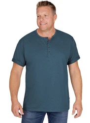 Trigema T-Shirt mit Knopfleiste DELUXE blau/jeans/melange