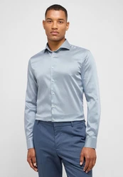 Eterna Langarmhemd SLIM FIT Hellblau/Blau/Grau