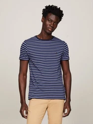 Tommy Hilfiger T-Shirt STRETCH SLIM FIT TEE mit Rundhalsausschnitt Dunkelblau/Hellblau