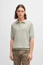 BOSS ORANGE Strickpullover Asac_P mit Polokragen Khaki/Beige/Braun/Grau