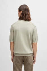 BOSS ORANGE Strickpullover Asac_P mit Polokragen Khaki/Beige/Braun/Grau