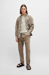 BOSS ORANGE Strickpullover Asac_P mit Polokragen Khaki/Beige/Braun/Grau