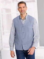 Sieh an! Jerseyweste Velours-Weste Grau/Hellblau/Blau