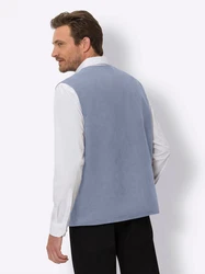 Sieh an! Jerseyweste Velours-Weste Grau/Hellblau/Blau