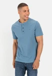 camel active T-Shirt Henley Grau/Blau/Hellblau