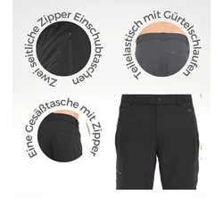 Kaymountain Trekkinghose Herren T-Zip Off Outdoor Hose abnehmbare Beine Arizona CL Schwarz