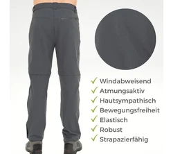 Kaymountain Trekkinghose Herren T-Zip Off Outdoor Hose abnehmbare Beine Arizona CL Graphit (50)