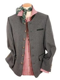 Trachtenblazer Trachtenjacke Herren Trachtenblazer Trachtenjanker Grau Lodentuch Wolljanker Janker Trachtensakko Jacke mit Stehkragen