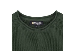 Riverso Sweatshirt Herren Rundhals Pullover RIVElias Regular Fit Basic Longsleeve Shirt Dunkelgrün/Grün