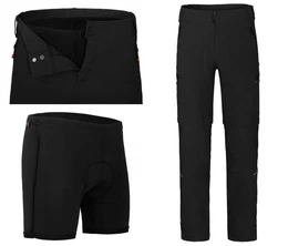 Zip-off-Hose PORVOO Zipp-Off (mit gepolsterter Innenhose) Herren Radhose, robust, elastisch, Langgren, schwarz