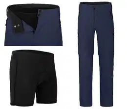 Zip-off-Hose PORVOO Zipp-Off (mit gepolsterter Innenhose) Herren Radhose, robust, elastisch, Normalgren, peacoat blau