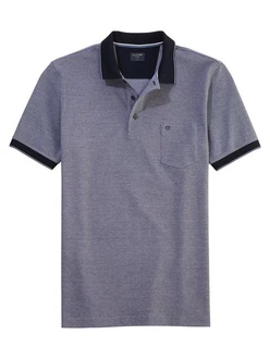 OLYMP Poloshirt Casual Two-Tone Piqu Dunkelblau/Blau/Grau