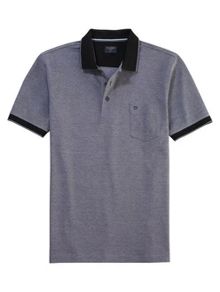OLYMP Poloshirt Casual Two-Tone Piqu Dunkelblau/Grau/Blau