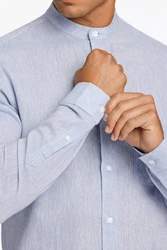 LINDBERGH Leinenhemd mit Mandarin-Stehkragen Hellblau/Blau/Dunkelblau