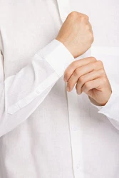 LINDBERGH Leinenhemd mit Mandarin-Stehkragen Weiß/Creme/Khaki