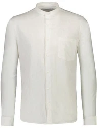 LINDBERGH Leinenhemd mit Mandarin-Stehkragen Weiß/Creme/Khaki