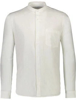 LINDBERGH Leinenhemd mit Mandarin-Stehkragen Weiß/Creme/Khaki