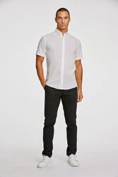 LINDBERGH Leinenhemd mit Button-Down-Kragen Weiß
