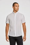 LINDBERGH Leinenhemd mit Button-Down-Kragen Weiß
