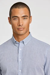 LINDBERGH Leinenhemd mit Button-Down-Kragen Hellblau/Blau/Dunkelblau