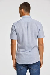LINDBERGH Leinenhemd mit Button-Down-Kragen Hellblau/Blau/Dunkelblau