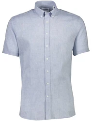LINDBERGH Leinenhemd mit Button-Down-Kragen Hellblau/Blau/Dunkelblau