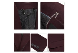 Allthemen Wollmantel Herrenmantel Dunkelrot/Lila/Bordeaux