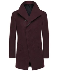 Allthemen Wollmantel Herrenmantel Dunkelrot/Lila/Bordeaux