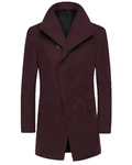 Allthemen Wollmantel Herrenmantel Dunkelrot/Lila/Bordeaux