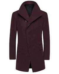 Allthemen Wollmantel Herrenmantel Dunkelrot/Lila/Bordeaux