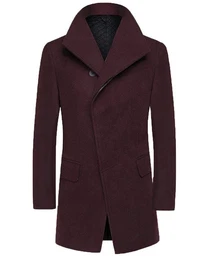 Wollmantel mit Reverskragen Wintermantel Warm Slim Fit Herrenmantel