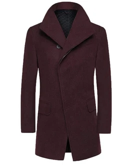 Allthemen Wollmantel Herrenmantel Dunkelrot/Lila/Bordeaux