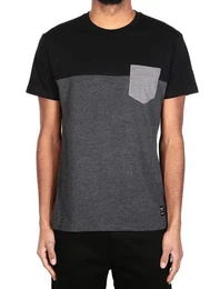 T-Shirt - Basic T-Shirt - Graues Kurzarm Shirt - Block Pocket Tee