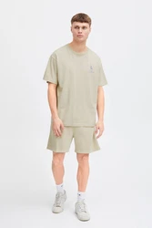 !Solid T-Shirt SDIsmail mit Designer-Print Khaki/Beige