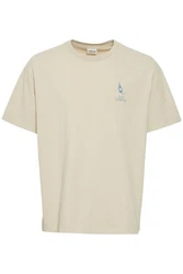 !Solid T-Shirt SDIsmail mit Designer-Print Khaki/Beige
