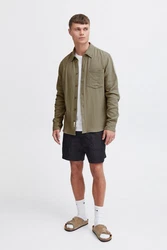 !Solid Langarmhemd SDIain Khaki/Dunkelgrün