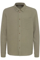 !Solid Langarmhemd SDIain Khaki/Dunkelgrün