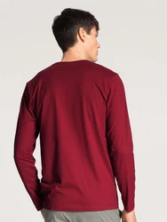 CALIDA Remix Basic Herren Shirt langarm Dunkelrot/Rot/Bordeaux