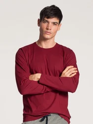 CALIDA Remix Basic Herren Shirt langarm Dunkelrot/Rot/Bordeaux