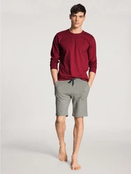 CALIDA Remix Basic Herren Shirt langarm Dunkelrot/Rot/Bordeaux