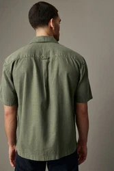 Next Kurzarmhemd mit kubanischem Kragen (1-tlg) Dunkelgrün/Grün/Khaki